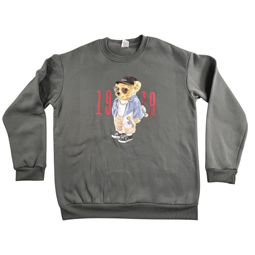Y2K Trends Sweatshirt Men Large Crewneck Skateboard Streetwear Big Bear Pullover